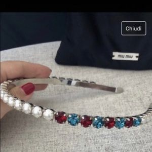Miu Miu Crystal and Pearl Headband/Tiara Worn once